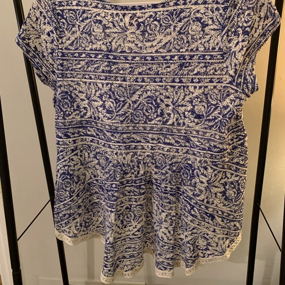 Anthropologie Blue and Cream Knit Top - Picture 3 of 3